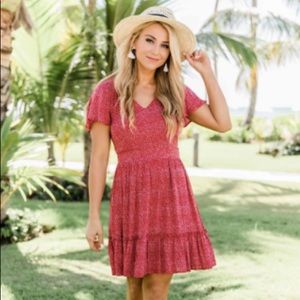 Pink Lily Red Floral Dress